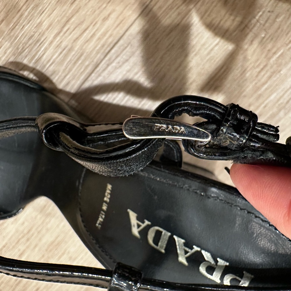Prada patent leather black T-strap wedge sandals, 36 / approx 6 - Picture 8 of 9